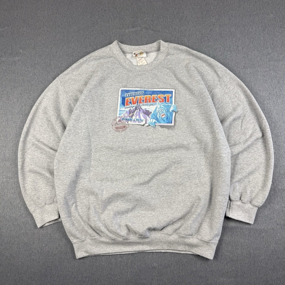Vintage Disney Parks Expedition Everest Sweatshirt Size XL Gray Yeti 2006 Stains